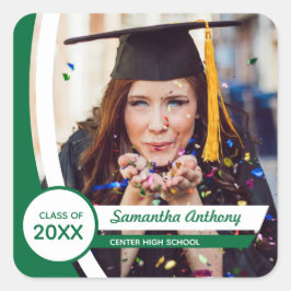 Abschluss aus grün gekrümmten Rahmen Foto Quadratischer Aufkleber