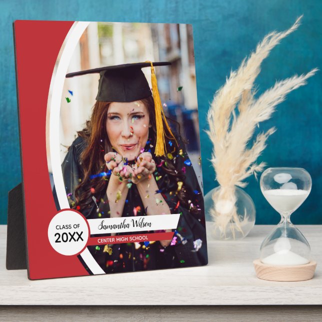 Abschluss aus rotem Rahmen mit Foto (Seite)