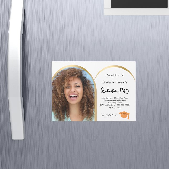 Abschluss aus weißem Foto Magneteinladung (Von Creator hochgeladen)