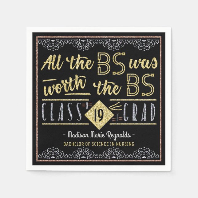 Abschluss Bachelors Degree Funny Grad Serviette (Vorderseite)