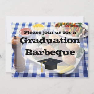 Abschluss Barbeque, Burgers auf Tisch Personalisie Einladung