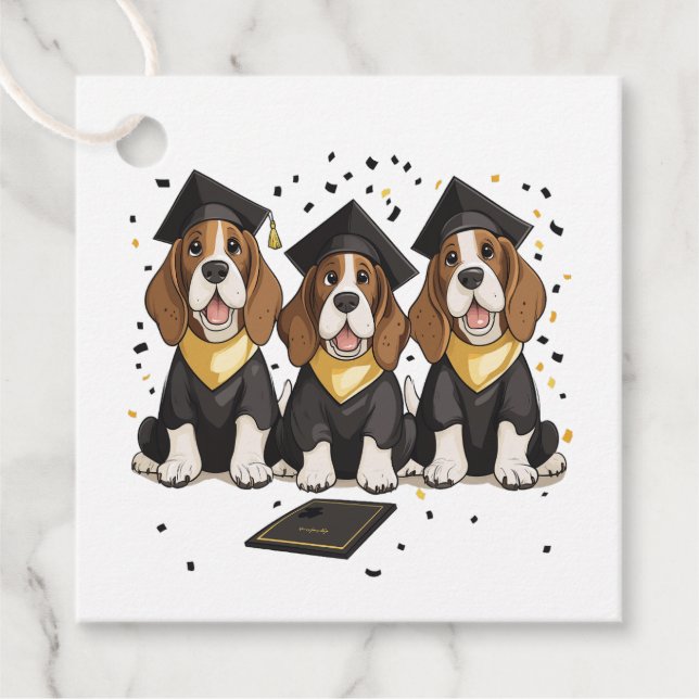 Abschluss Basset Hound Hunde Geschenkanhänger (Vorderseite)