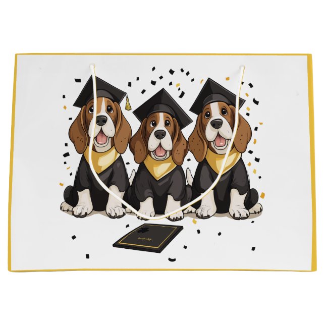 Abschluss Basset Hound Hunde Große Geschenktüte (Vorderseite)