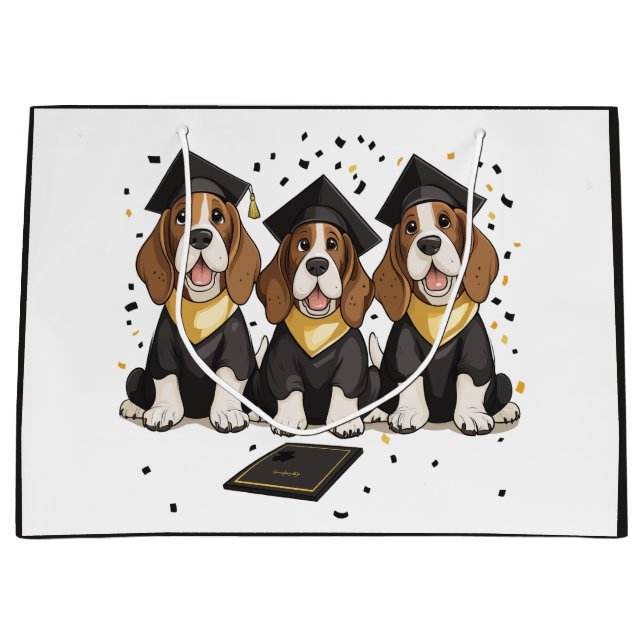 Abschluss Basset Hound Hunde Große Geschenktüte (Vorderseite)