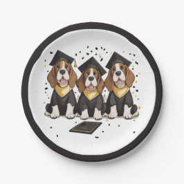 Abschluss Basset Hound Hunde Pappteller