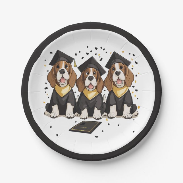 Abschluss Basset Hound Hunde Pappteller (Vorderseite)