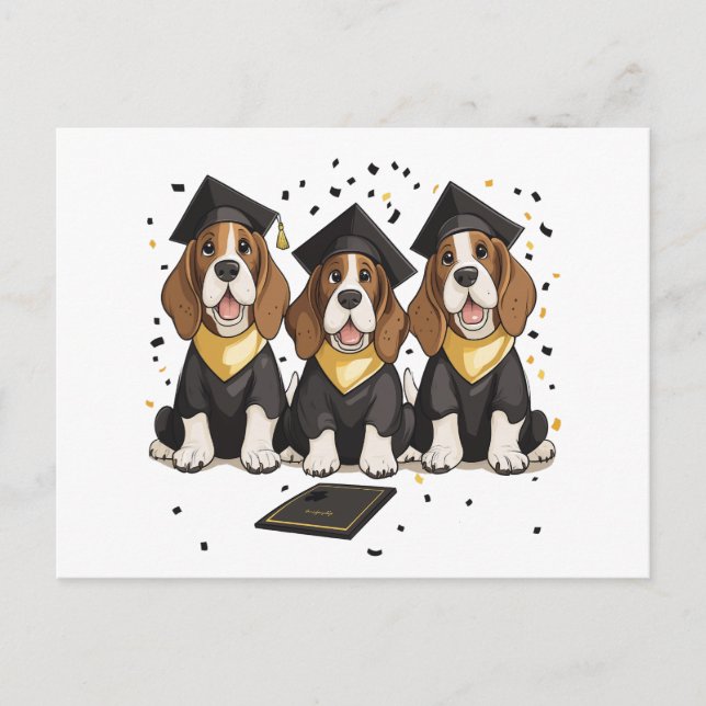 Abschluss Basset Hound Hunde Postkarte (Vorderseite)