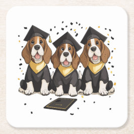Abschluss Basset Hound Hunde Rechteckiger Pappuntersetzer