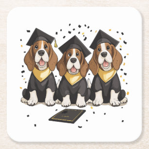 Abschluss Basset Hound Hunde Rechteckiger Pappuntersetzer