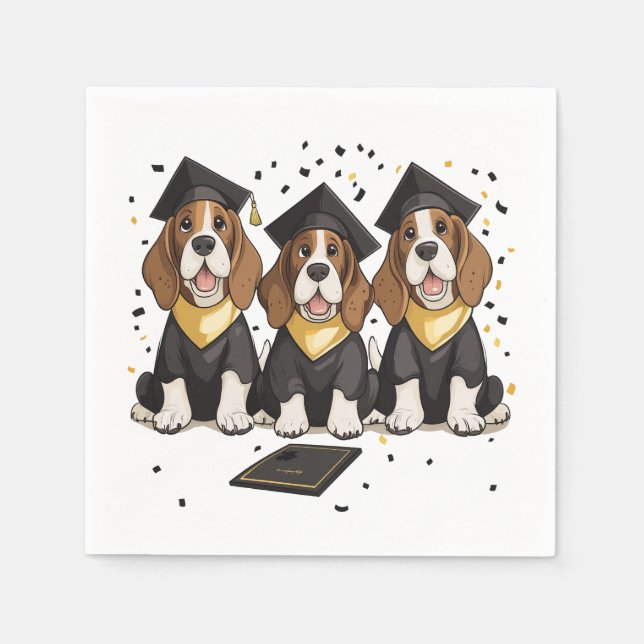 Abschluss Basset Hound Hunde Serviette (Vorderseite)