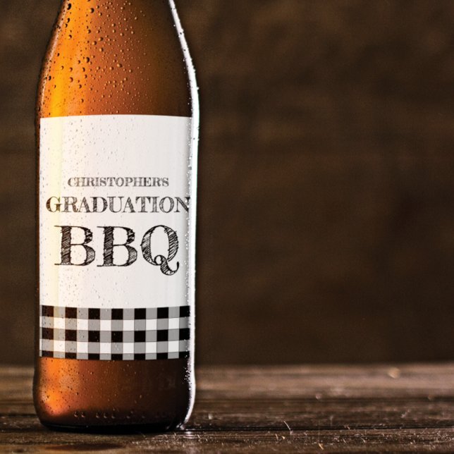 Abschluss-BBQ Gingham Bierflaschenetikett (Von Creator hochgeladen)