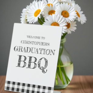Abschluss-BBQ-Gingham Sockelschild