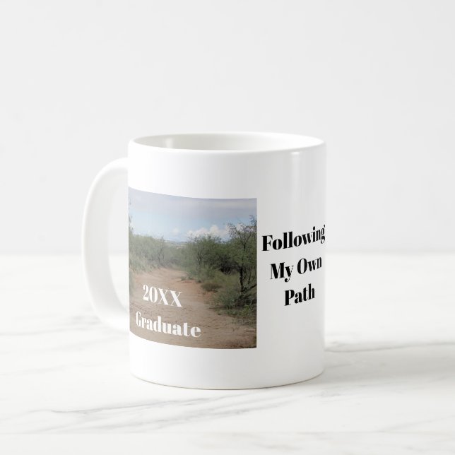 Abschluss befolgen den eigenen Weg Wüstenweg Gradu Kaffeetasse (Vorderseite Links)