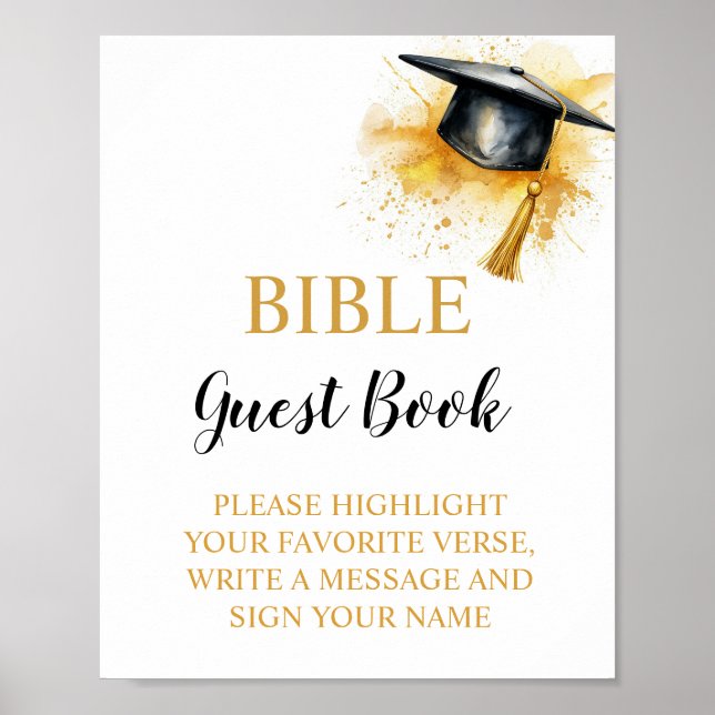 Abschluss-Bibel-Gästebuch-Schild Poster (Vorne)