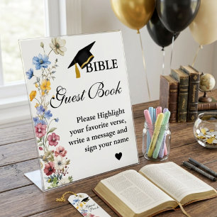 Abschluss Bible Guest Book Sign, Graduation Party Poster