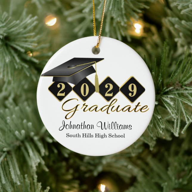 Abschluss Black and Gold Classic Keramik Ornament (Baum)