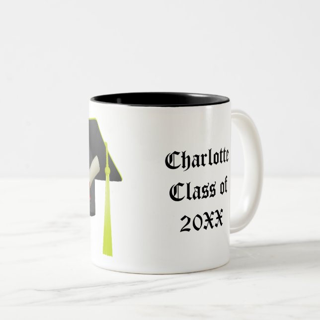 Abschluss Black Cap-Klasse von 20XX Name hinzufüge Zweifarbige Tasse (VorderseiteRechts)