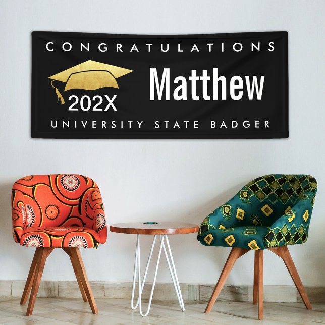 Abschluss Black Gold Cap Modernes, feines und einf Banner (Von Creator hochgeladen)