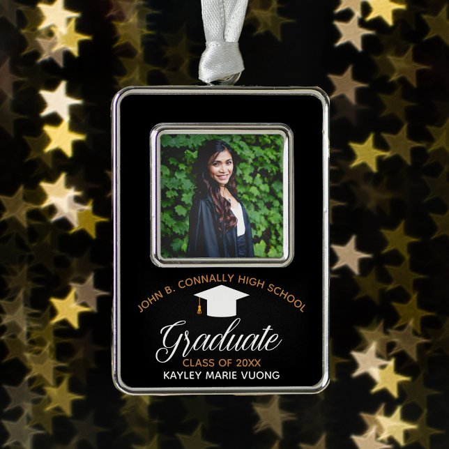 Abschluss Black Gold Chic Custom Graduate Foto Rahmen-Ornament Silber (Von Creator hochgeladen)