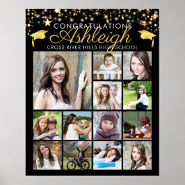 Abschluss Black Gold Script 15 Foto Collage Poster