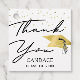 Abschluss Black Gold Script Confetti Vielen Dank Geschenkanhänger