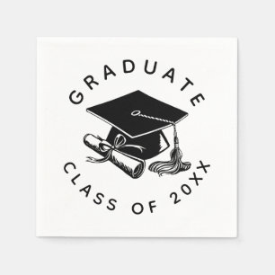 Abschluss Black Grad Cap Diploma Class 2023 Serviette