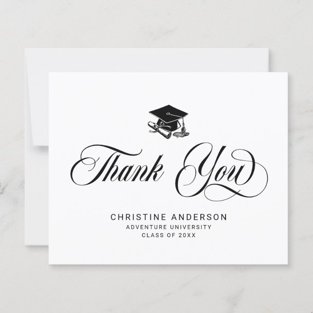 Abschluss Black Grad Cap Vielen Dank (Vorderseite)