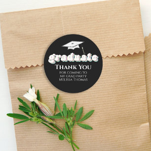 Abschluss Black Graduate Retro Typografie Einfach Runder Aufkleber