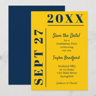 Abschluss Blau und Gelb Save The Date