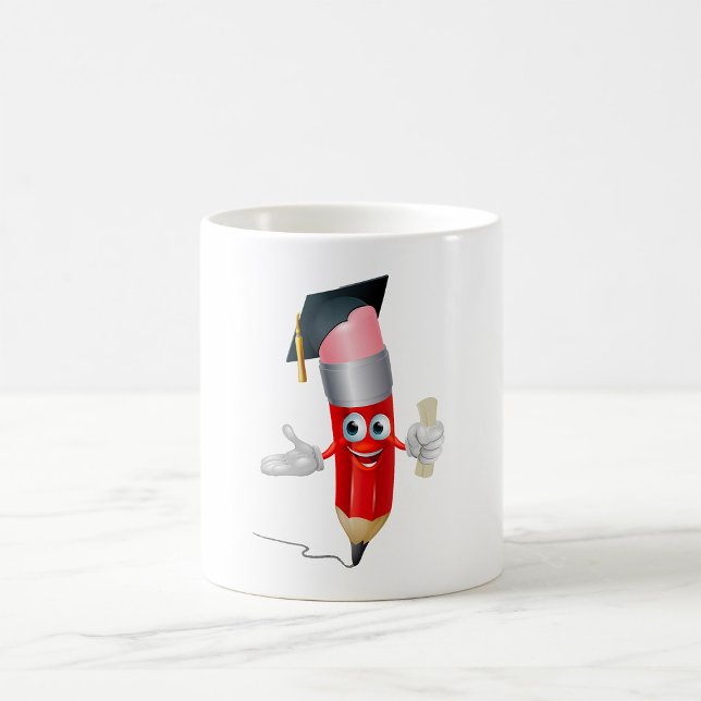 Abschluss Bleistift Charakter hält Diplom Kaffeetasse (Von Creator hochgeladen)