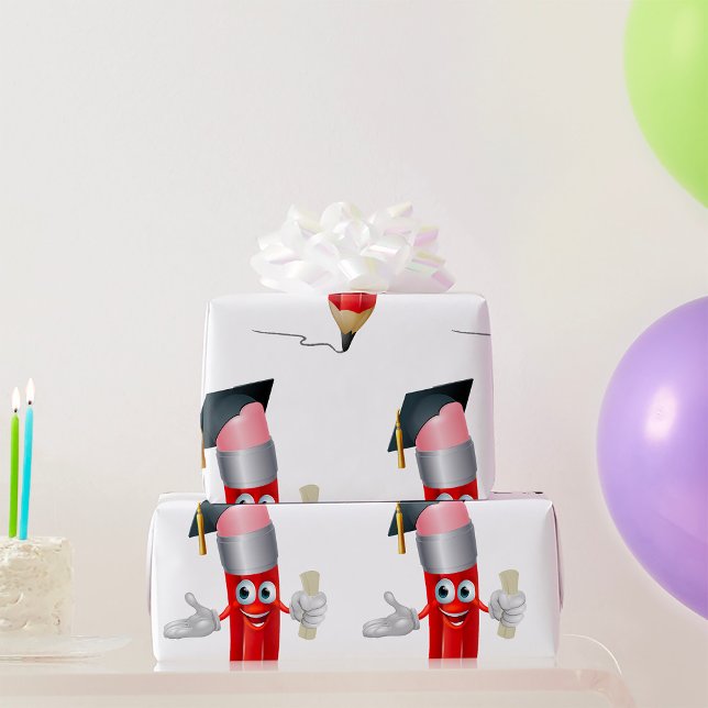 Abschluss-Bleistift-Charakter mit Diplom Geschenkpapier (Von Creator hochgeladen)
