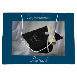 Abschluss Blue Cap & Diploma Personalisiert Große Geschenktüte