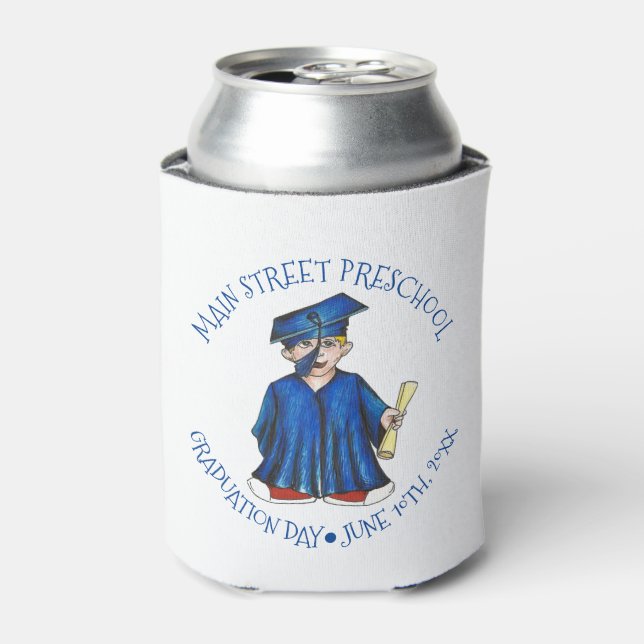 Abschluss Blue Cap Gown Diploma Graduate Dosenkühler (Kanne Vorderseite)