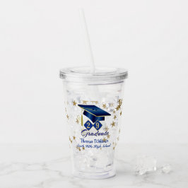 Abschluss Blue Gold Stars Personalisiert Acryltrinkbecher
