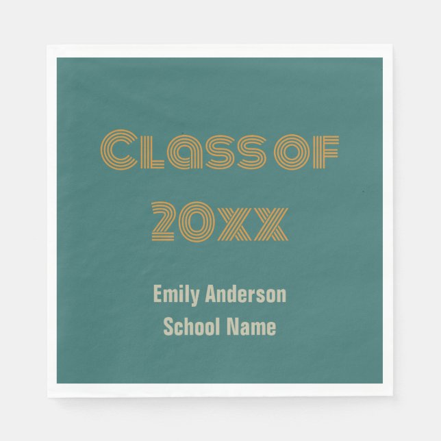 Abschluss Blue Green Orange Grad und Schulname Serviette (Vorderseite)