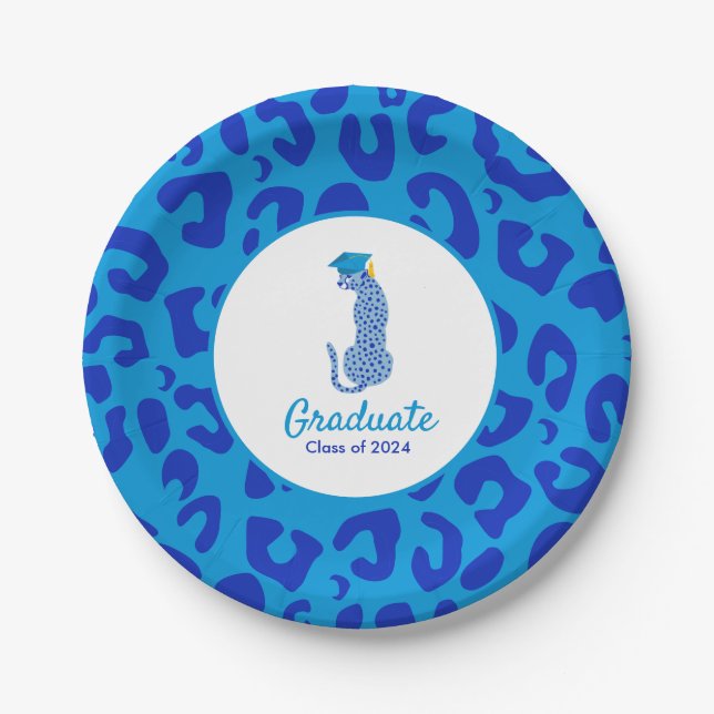 Abschluss Blue Leopard Paper Plate Pappteller (Vorderseite)