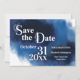 Abschluss Blue Modern Blumen Letter Einfach Save The Date