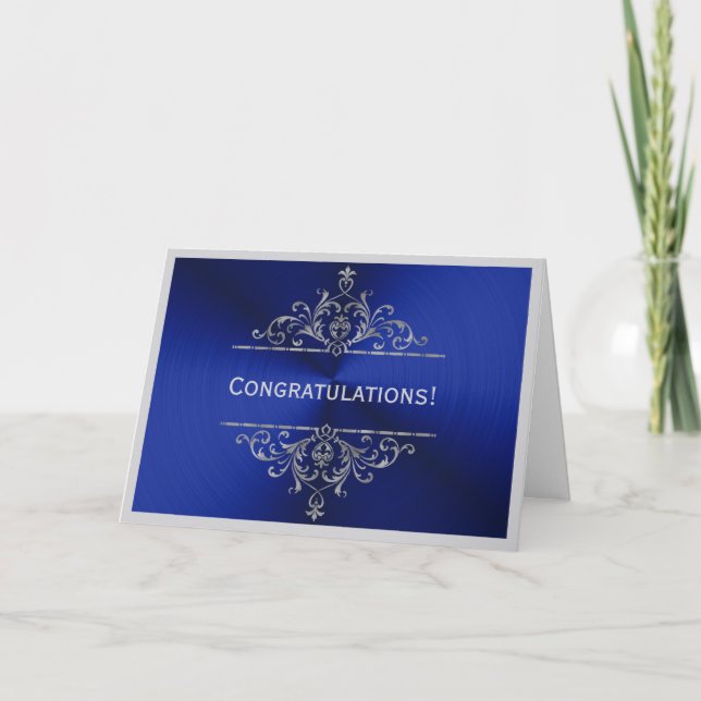 Abschluss Blue Silver Herzlichen Glückwunsch Karte (Vorderseite)