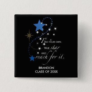 Abschluss Blue Stars auf Schwarz Inspirational Button