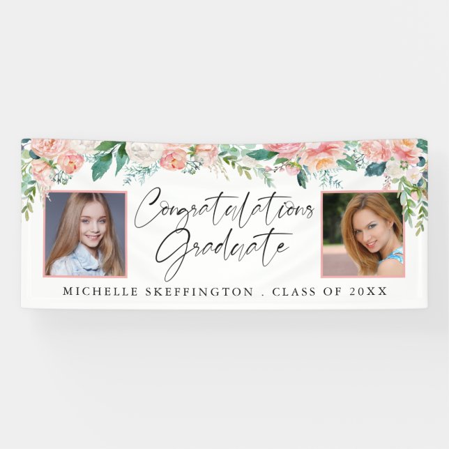 Abschluss Blush Pink Handgeschriebenes Skript Banner (Horizontal)