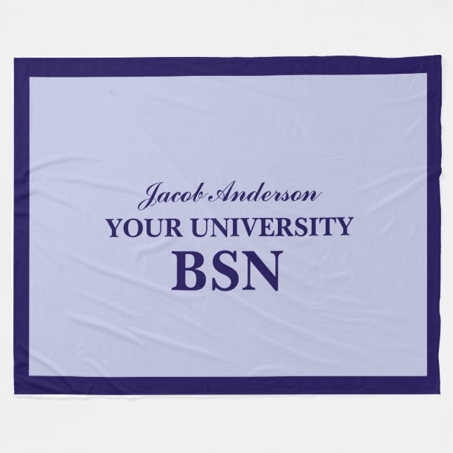 Abschluss BSN personalisierter Name Fleecedecke (Vorderseite (Horizontal))