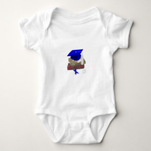 Abschluss bucht die Kappe und Diplom, blau Baby Strampler