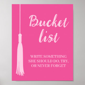 Abschluss-Bucket-List-Station Rosa Graduiertentass Poster