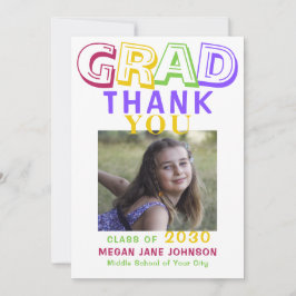 Abschluss bunt Mittelschüler Foto Dankeskarte