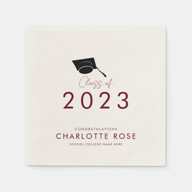 Abschluss Burgundy Script Grad 2024 Party Paper Serviette (Vorderseite)