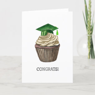 Abschluss Card, Aquarellkappe mit Cupcake Feiertagskarte