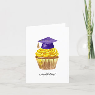 Abschluss Card, Aquarellkappe mit Cupcake Feiertagskarte