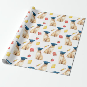 Abschluss Cat Wrapping Paper, kleines Muster Geschenkpapier