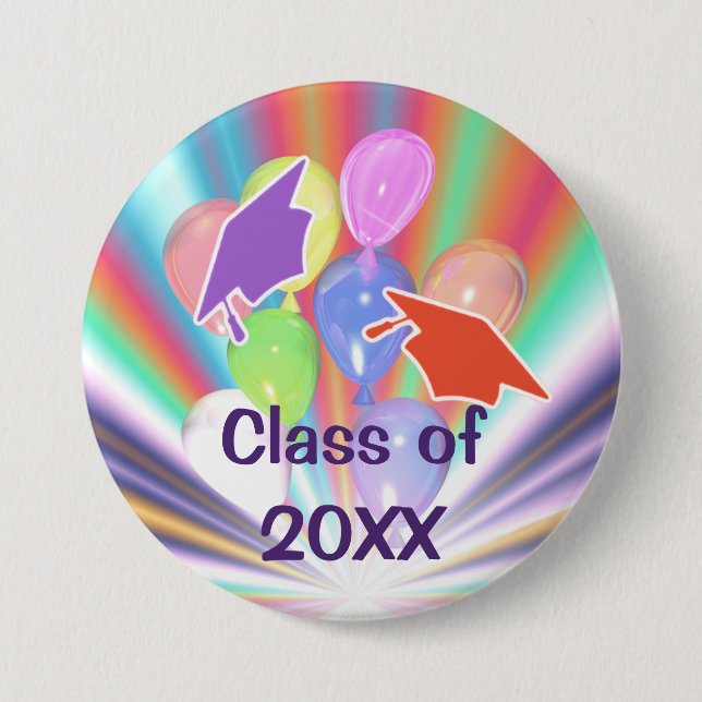 Abschluss Celebration Caps und Balloons Button (Vorderseite)