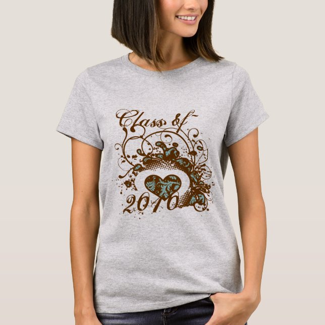 Abschluss Change Year Whimsical Wing Heart Wirbel T-Shirt (Vorderseite)